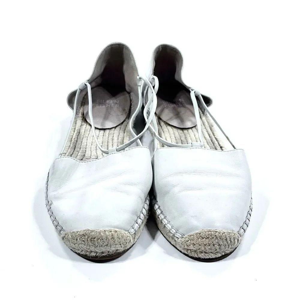 Eileen fisher white leather espardrille shoe 7.5